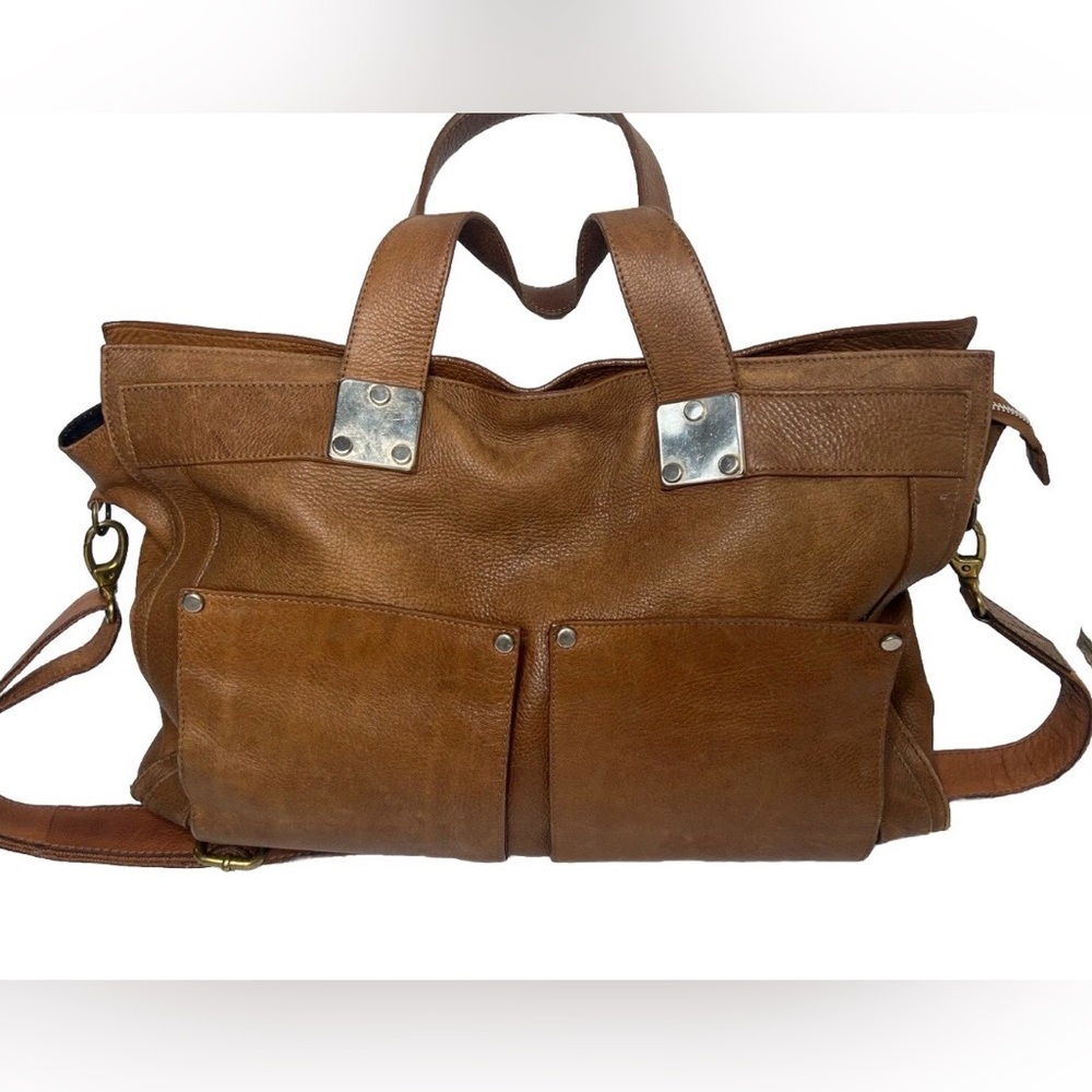 FILIPPA K / Brown Leather Bag Adjustable Strap outer pockets Weekender Bag